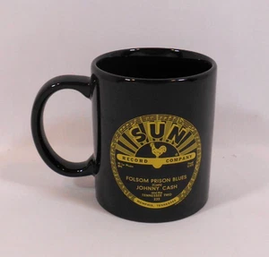 JOHNNY CASH Sun Records Label schwarz Kaffeebecher Tasse 12 Unzen I Walk The Line Folsom - Bild 1 von 3