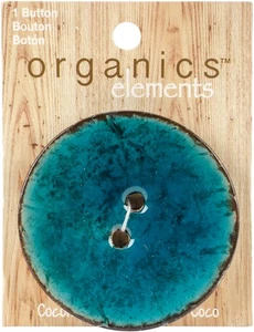 Blumenthal Organic Elements-Coconut Buttons 2-1/2" 1/Pkg-Turquoise - Picture 1 of 1
