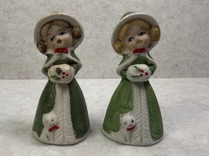Natale Jasco 1978 Porcellana "Merri Bells" Invernale Ragazze Gatto Bianco Lotto di 2 - Foto 1 di 16