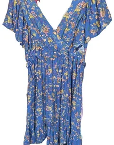 Zara Kids Collection Boho Blue Ruffled Criss Cross Floral Girl’s Dress Sz 13-14 - Picture 1 of 5