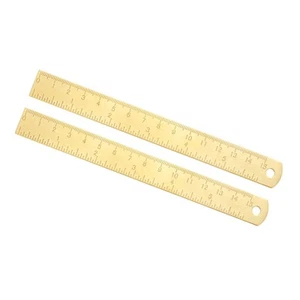 Reglas rectas de latón de 2 piezas de 12 cm x 6" regla de medición de cobre pulgadas escala doble - Imagen 1 de 4