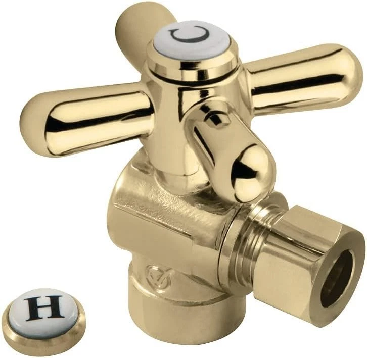 Kingston Brass CC43202X 1/2 Sweat x 3/8 OD Comp Angle Stop Valve Polished Brass - Image 1 of 1
