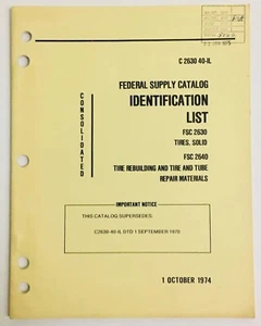 Vintage 1974 Military Federal Supply Catalog Identification List C 2630 40-IL - Picture 1 of 6