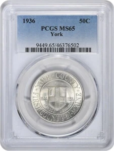 York Commemorative Silver Half Dollar 1936 MS65 PCGS - Picture 1 of 2