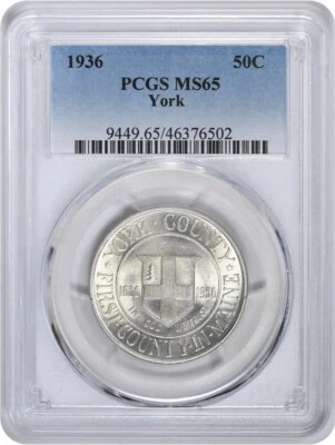 York Commemorative Silver Half Dollar 1936 MS65 PCGS - Image 1 of 2