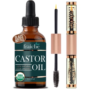 Organic Castor Oil for Face – 2 oz + FREE Mascara Tube – Eyelash & Eyebrow Growt - Picture 1 of 12
