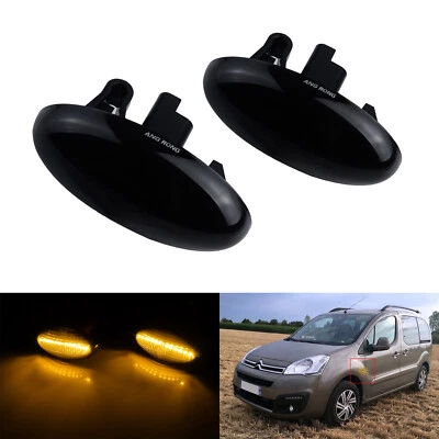 2x Amber LED Side Marker Repeater Light For Peugeot 108 301 407 4007 607 Rifter - Image 1 of 4