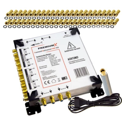 PremiumX Multischalter 17-8 Multiswitch 4 SAT 8 Teilnehmer Satelliten Switch Set - Bild 1 von 4