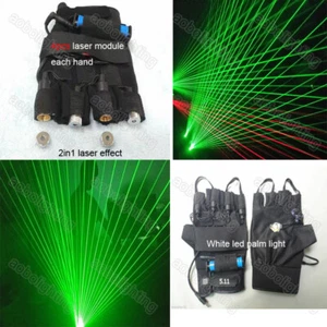 Dj Lights Disco club Bar Laser Gloves Green Beam Laser 2in1 Laser Effect 1 pair - Picture 1 of 5