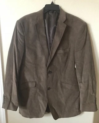 JF J Ferrar Brown Corduroy Lined Modern Fit 2 Button Men's Sports Coat Size M - Image 1 of 4
