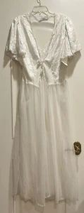 NUEVO Conjunto de Lencería Modo Val Vintage Blanco Largo Camisón y Vestido Sedoso Nailon M/L - Imagen 1 de 18