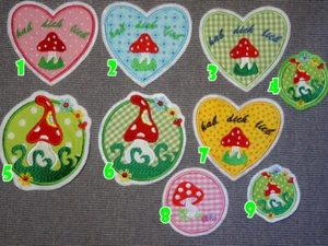 Pilz Fliegenpilz Button Herz Glücksbringer Applikation Handmade Aufnäher Patch  - Bild 1 von 2