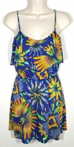 Loila Women Small Slip Dress Stretch Semi Sheer Popover Smocked Waist Feathers - Picture 1 of 8