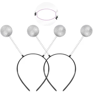 2 Pezzi Fasce Antenna con Palline Glitter Sfere Primaverili Creative Capelli Alieni - Foto 1 di 12