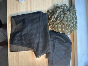 3 BELLISSIME ED ELEGANTI SCIARPE DONNA VINTAGE SETA, 2 nere un pois - Foto 1 di 3