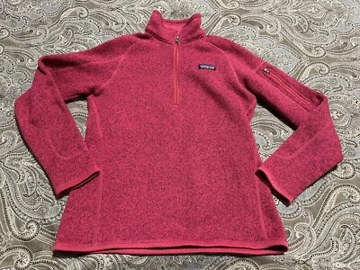 Patagonia Big Girl Better Sweater 1/4-Zip Fleece Sweater Size M (10) Pink - Image 1 of 4