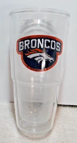 Tervis 24 oz Denver Broncos tumbler Water Glass no lid Horse NFL Colorado Cover