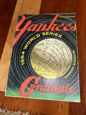 1964 Word Series Official Program YANKEES VS. CARDINALS Staple Holes Auto Mantle - Image 1 of 4