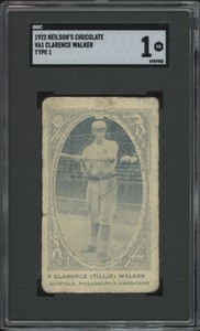 1922 NEILSON'S CHOCOLATE TILLY WALKER 6 POOR CLARENCE V61 TYPE 1 SGC 1 ATHLETICS