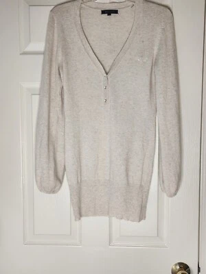 Suéter BCBGMAXAZRIA L Crema Lngslvs Cuello en V 1/4 Botones Mezcla LANA DE ANGORA Mujer Foto 1 de 4