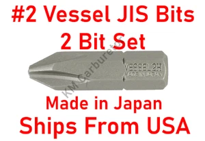 2 pcs Genuine Vessel JIS #2 Screwdriver Bit for Japanese Motorcycle Screws NEW - Picture 1 of 5
