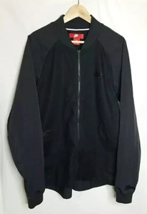 Nike Tech Mens XL Jacket Woven Varsity 832192-010 Black Full Zip Sportswear - Picture 1 of 11