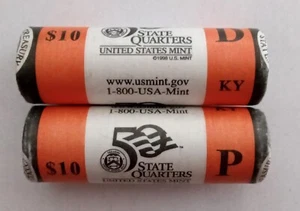 2001 P & D Kentucky State Quarter Unopened Orange US Mint Coin Rolls - Picture 1 of 2
