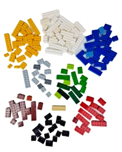 Lego Bricks Mixed Pieces 2x1 2x2 2x3 2x4 2x6 2x8 Lot Of 143 Multicolor Genuine - Picture 1 of 8