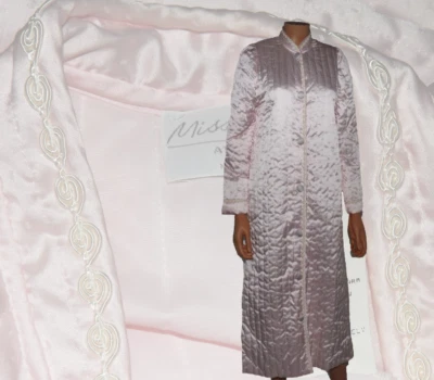 Abrigo largo acolchado rosa Miss Elaine años 70 vintage bata bolsillos XS PEQUEÑO Foto 1 de 4