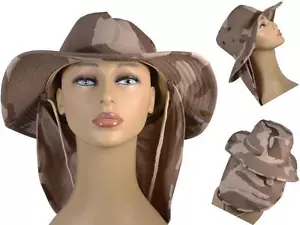 Neu Deluxe braune Tarnung australischer Bush Jagd Boonie Safari Hut mit Nackenklappe - Bild 1 von 9