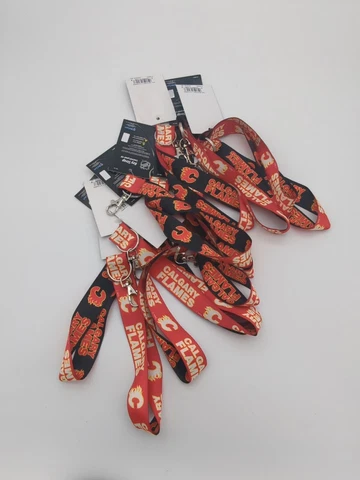 NHL Calgary Flames Lanyard Key Strap 1" Red Keychain  , Lot of 12 Cover