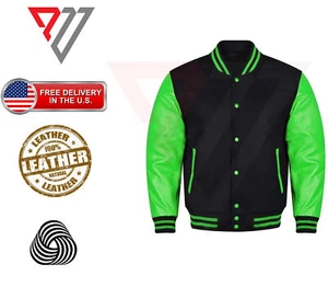 Varsity Letterman Wool & Real Cowhide Leather Sleeve High Quality Bomber Jacket - Bild 1 von 3