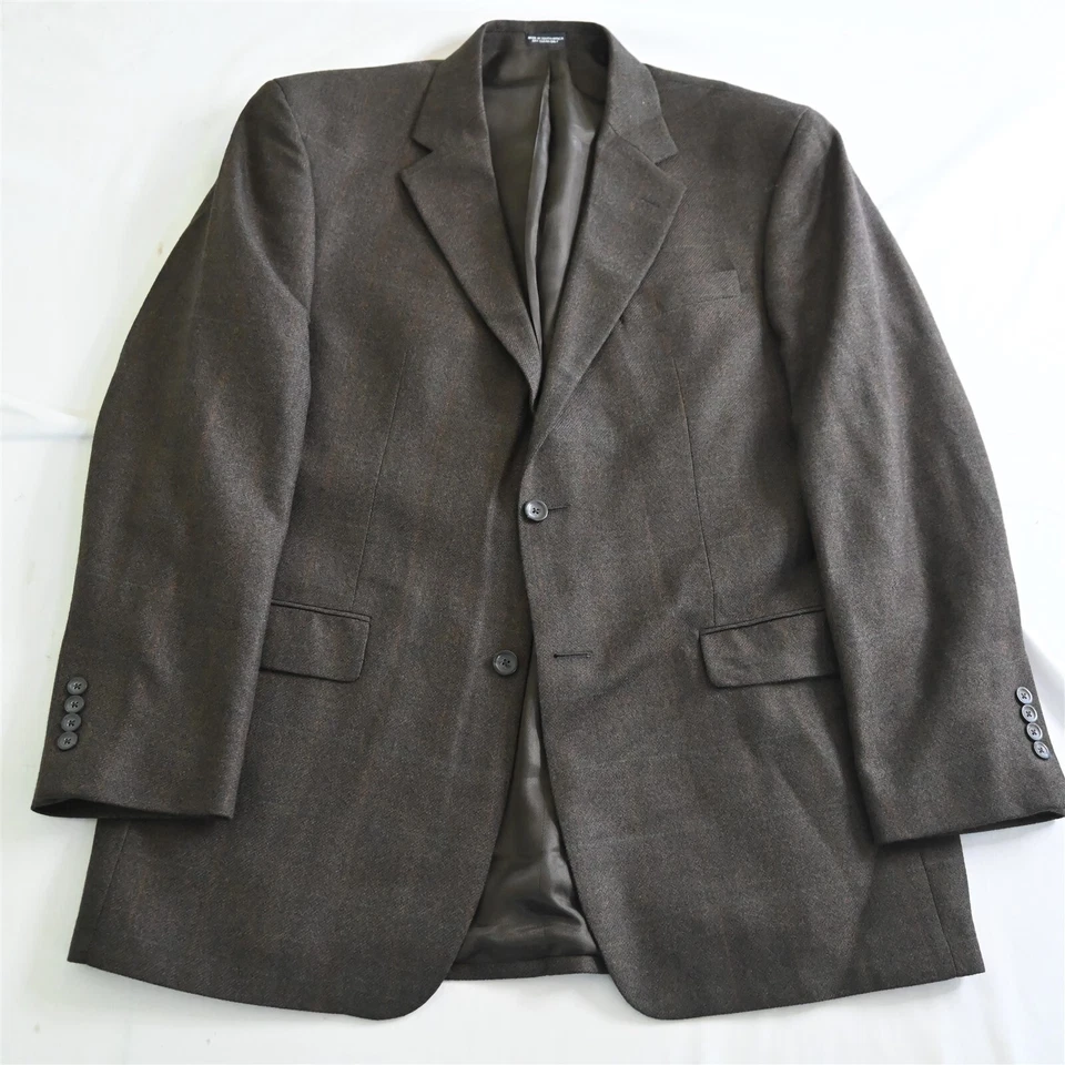 Chaqueta Blazer Abrigo Deportivo Oscar de la Renta 44L Marrón Lana Cachemira Franela Foto 1 de 4