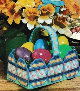 Easter Bunny & Chick Plant Pokes Plus Egg Basket - Plastic Canvas Pattern ONLY - Picture 1 of 3