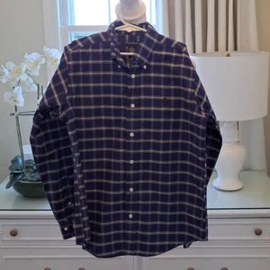NWOT Brooks Brothers Boys Blue Plaid Non-Iron Button Down Dress Shirt Size M - Picture 1 of 7