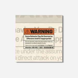 Montaña rusa cuadrada de madera de 4"" X 4"" Warning Offensive Behavior - Imagen 1 de 3