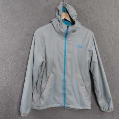 Chaqueta cortavientos The North Face para mujer gris medio azul nailon bolsillos con cremallera completa Foto 1 de 4