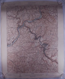 Geologische antike Karte farbig Pennsylvania Freeport Viereck topographisch 1921 - Bild 1 von 13
