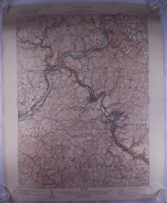 Geologic Antique Map Colored Pennsylvania FREEPORT Quadrangle Topographic 1921 - Image 1 of 4