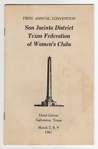 Federación de Texas Clubes de Mujeres Distrito de San Jacinto Hotel Galvez Galveston 1961 - Imagen 1 de 6