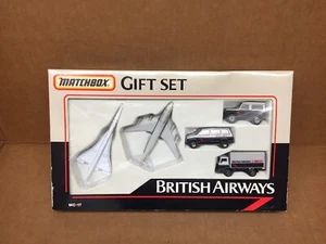 VINTAGE 1990 MATCHBOX MC-17 BRITISH AIRWAYS DIECAST AIRPORT JETS & CARS GIFT SET - Picture 1 of 7