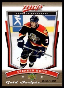 2007-08 Upper Deck MVP GOLD SCRIPTS /100 Stephen Weiss Florida Panthers