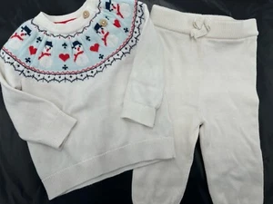 Schneemann und Herzen Pullover und Hose 6-9 Monate Fair Isle Baumwolle, Katze & Jack - Bild 1 von 9
