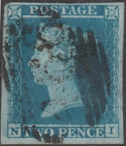 1841 ES14 SG14 2d BLAUE PLATTE 4 GUT/FEIN GEBRAUCHT 4 GROSSE RÄNDER (NI) - Bild 1 von 2