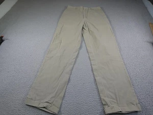 J Peterman Pants Mens 30x30 Beige Preppy Chino Flat Front Cuffed Hem Casual - Picture 1 of 12