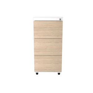 Inval 3-Drawer Sand Oak and White Wood 19.05 in. W Vertical File Cabinet - Afbeelding 1 van 8