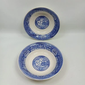 Blue Willow 6.75" Soup Cereal Bowl Unmarked VTG Blue White Chinoiserie Lot Of 2 - Picture 1 of 7