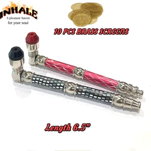 Einatmen 2 Stück Diamantschliff Tabak Rauchen Metall Lange Pfeife mit 10 Messing Sieb N512 - Bild 1 von 4