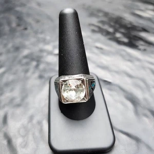 Round Cut Big Solitaire Men's Real 925 Silver Ring Size 10 💍✨ - Picture 1 of 4