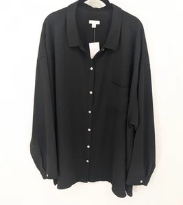 J Jill Shirt Damen 4X schwarz Knopfleiste Tasche Langarm Bluse Übergröße - Bild 1 von 12